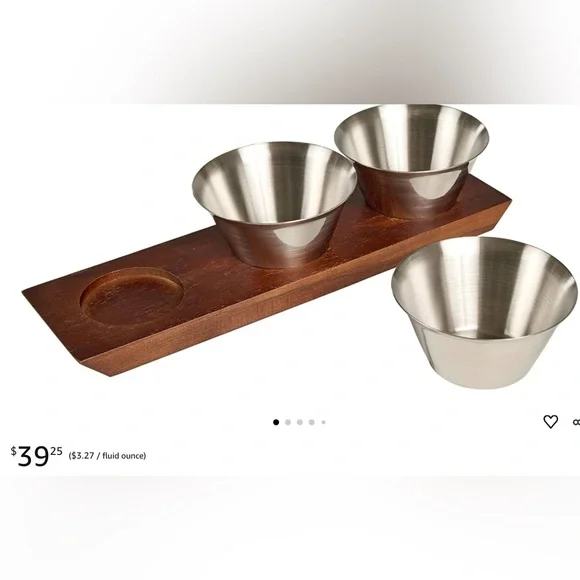 Servappetit Drift Condiment Server :11.8" x 4.3"-Stainless Steel and Acacia Wood - Picture 4 of 8